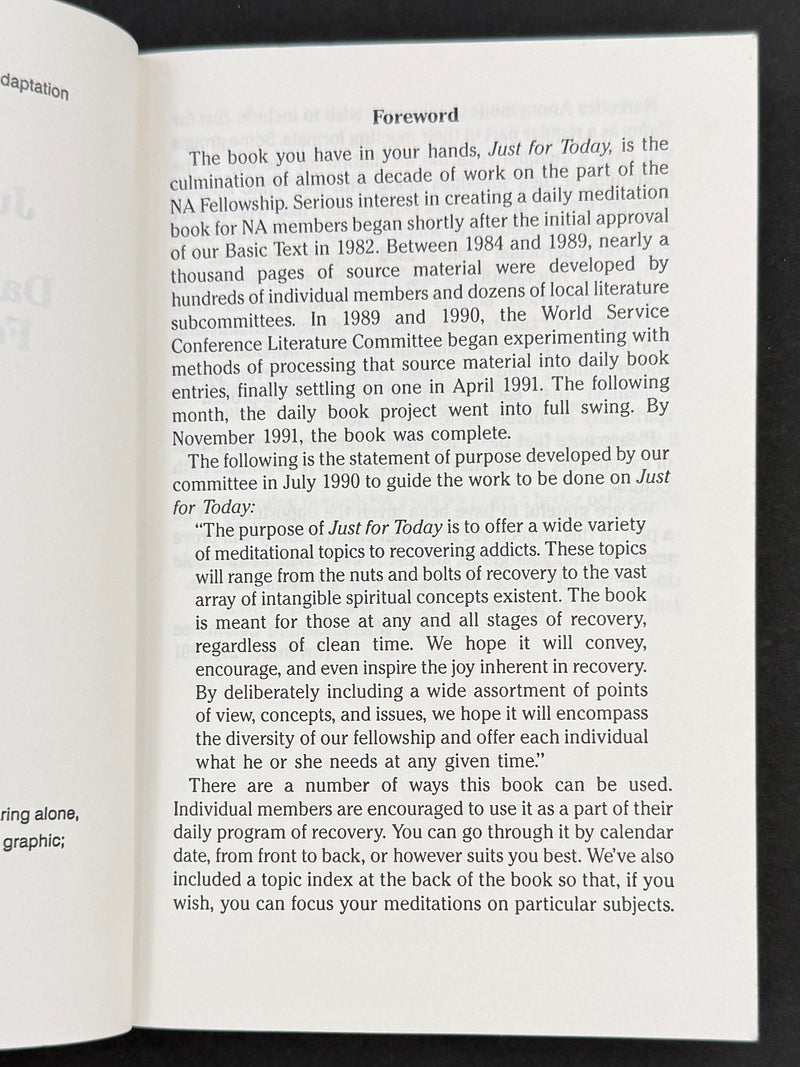 Just for Today — Daily Meditations for Recovering Addicts — Narcotics Anonymous — 1996 Printing