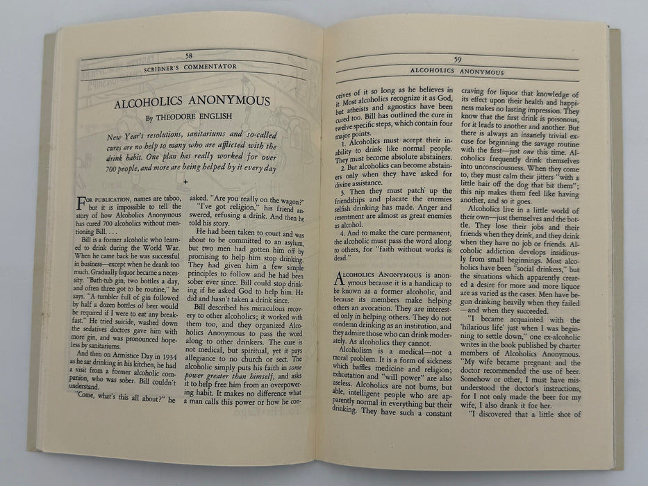 Scribner’s Commentator January 1941 - Featuring “Alcoholics Anonymous” by Theodore English
