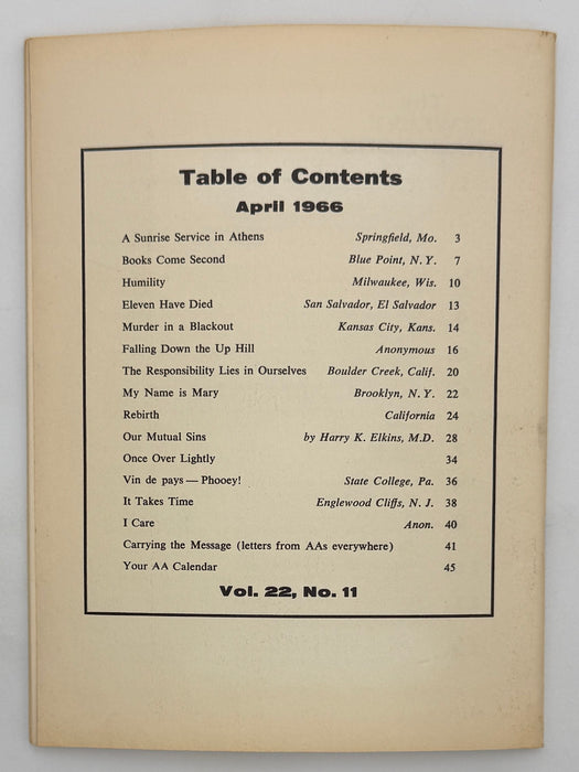 AA Grapevine from April 1966 - Humility