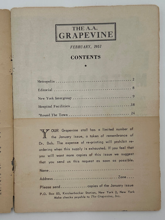 AA Grapevine from February 1951 - New York