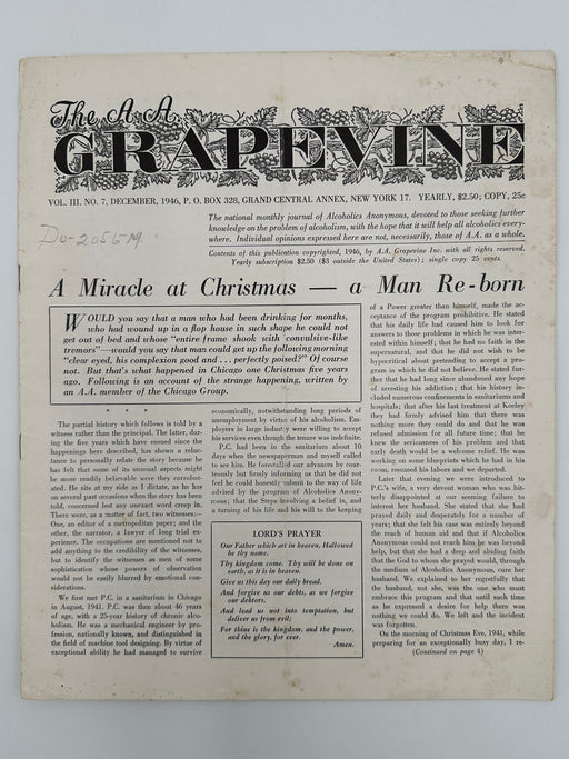 The A.A. GRAPEVINE from December 1946 Recovery Collectibles