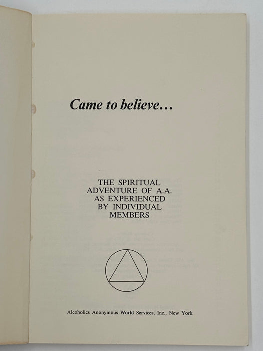 Came to Believe - First Printing from 1973