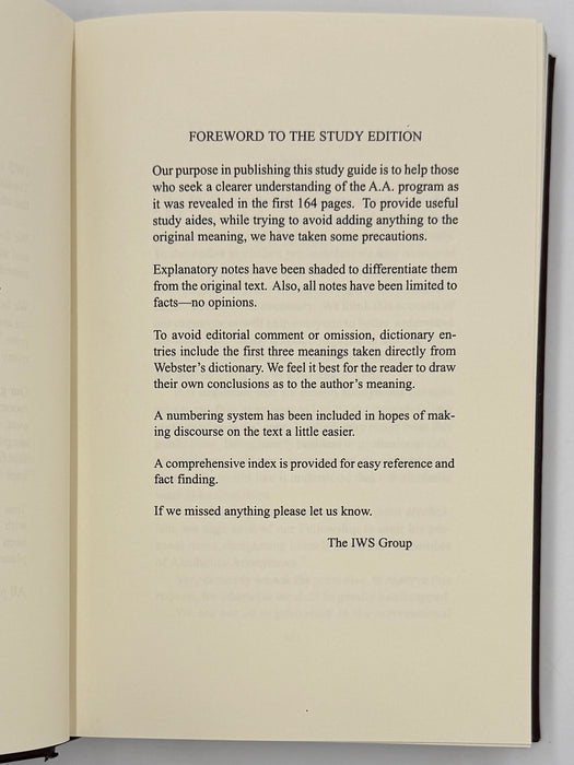 The IWS Study Edition Alcoholics Anonymous Big Book - 1994