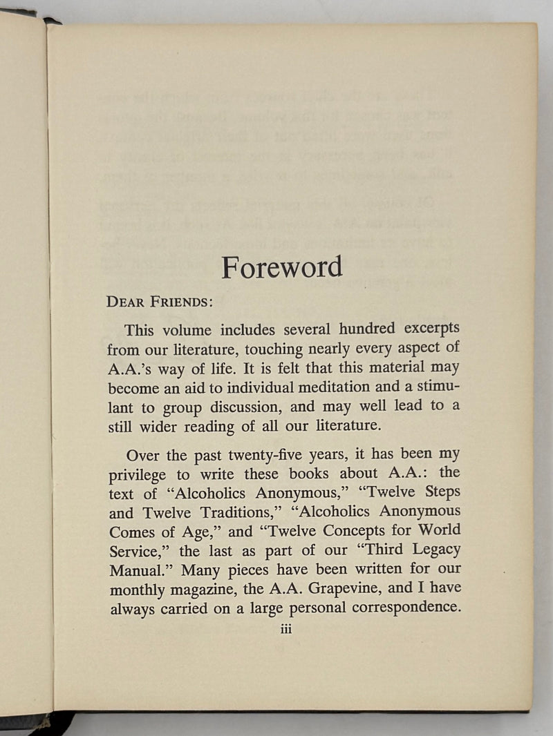 Signed by Bill W. - The AA Way of Life - Second Printing 1967 - ODJ