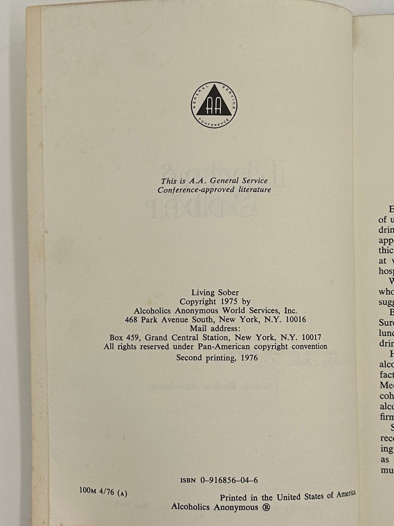 Living Sober - Second Printing from 1976