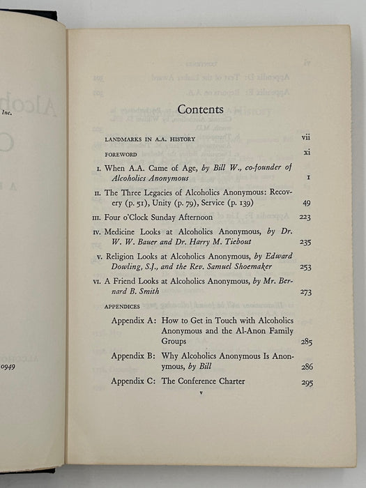 Signed by Bill Wilson - Alcoholics Anonymous Comes Of Age First Printing from 1957 Recovery Collectibles