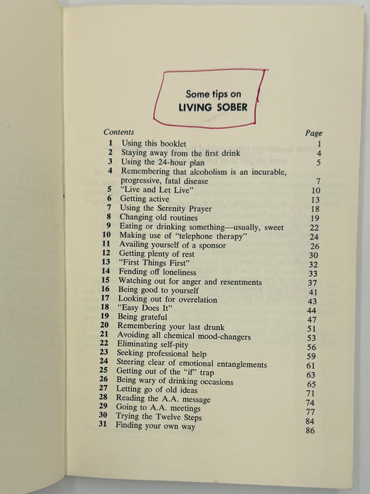 Living Sober - Sixth Printing from 1981