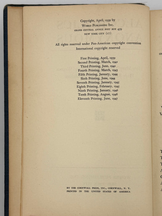 Signed by Bill & Lois Wilson - Alcoholics Anonymous First Edition Big Book 11th Printing