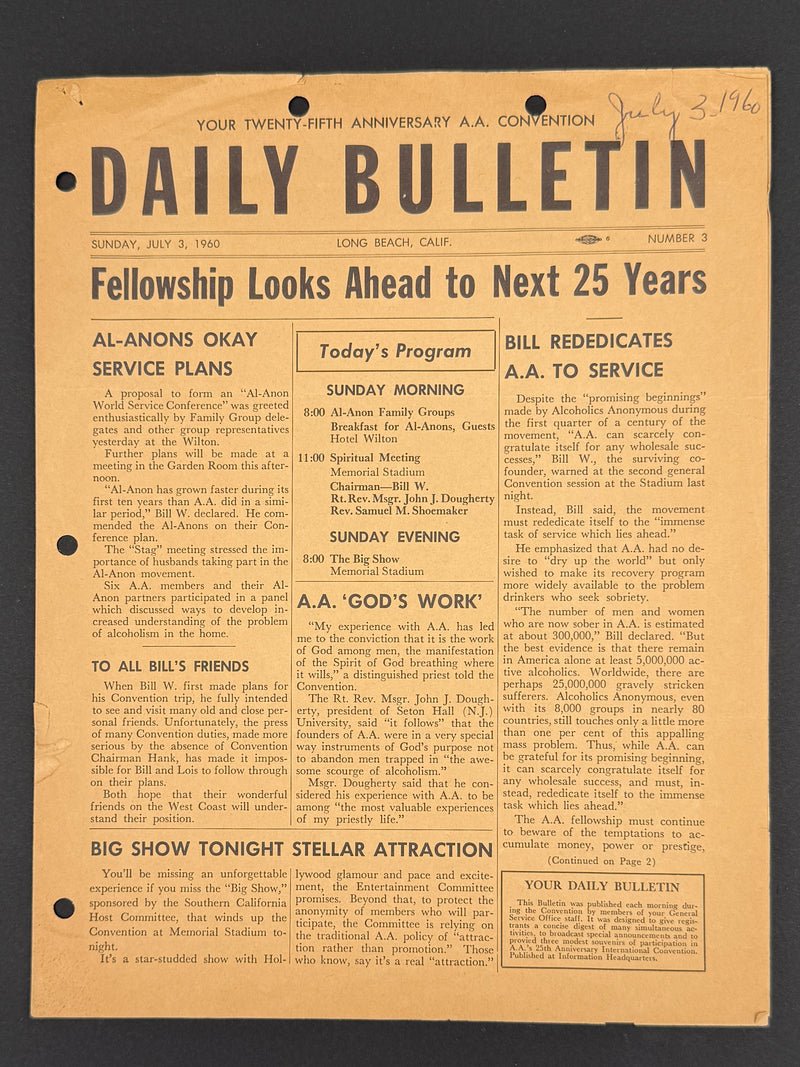 1960 Alcoholics Anonymous 25th Anniversary International Convention Collection — Long Beach, California