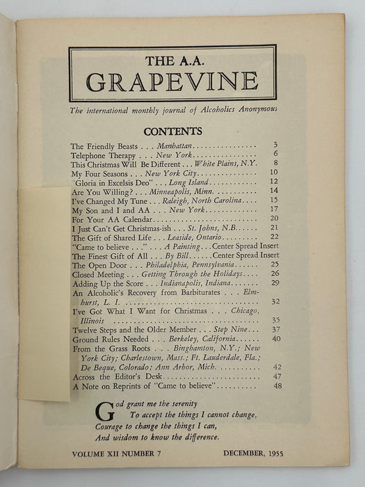AA Grapevine - Came to Believe - December 1955 Recovery Collectibles