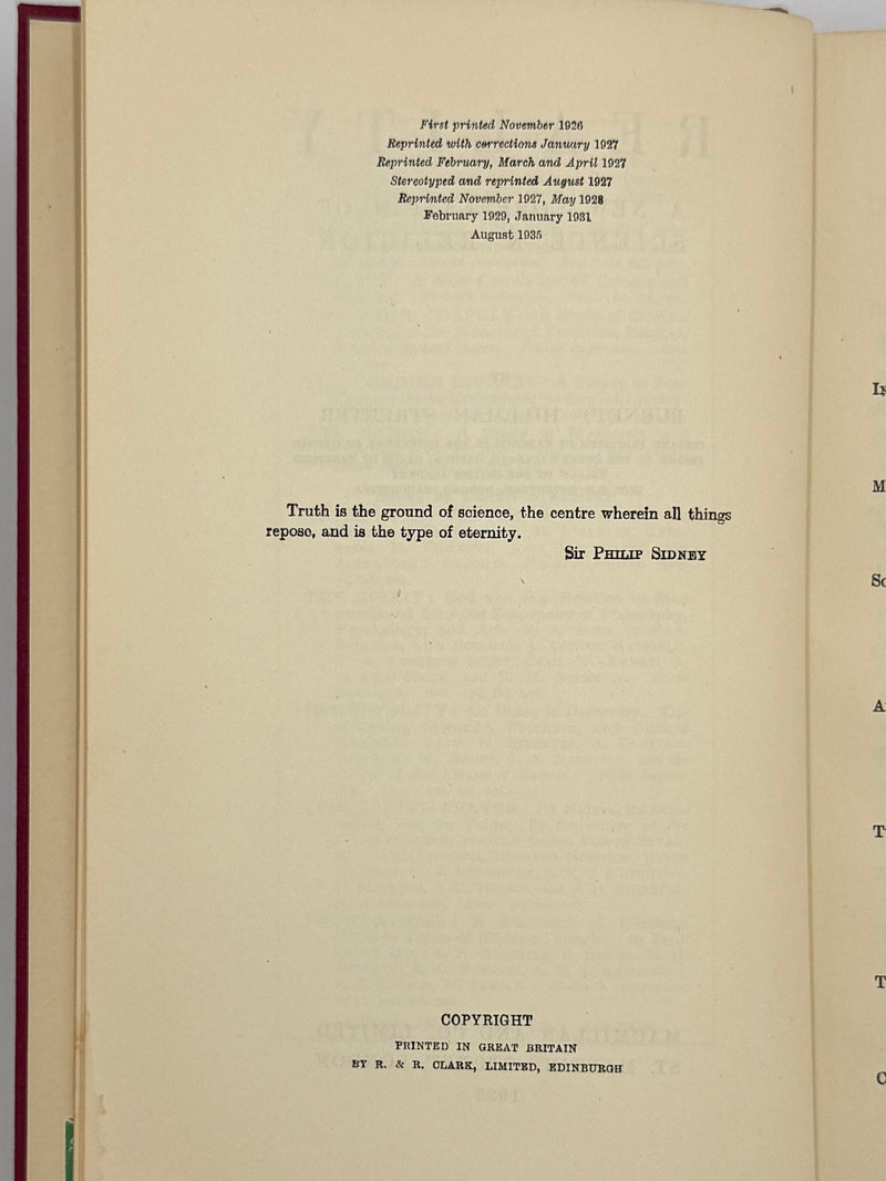 REALITY: A NEW CORRELATION OF SCIENCE & RELIGION BY BURNETT HILLMAN STREETER Recovery Collectibles