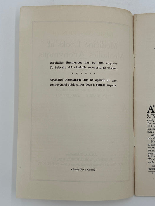 Medicine Looks at Alcoholics Anonymous -Pamphlet from 1949