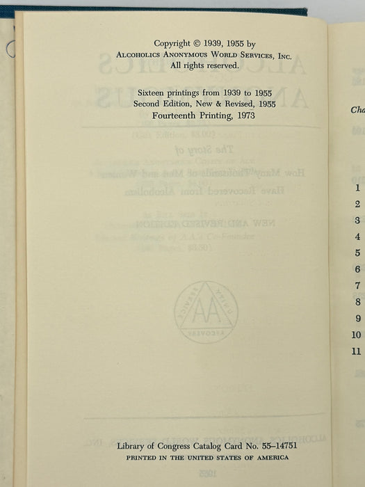 Alcoholics Anonymous Second Edition Big Book 14th Printing 1973 - ODJ
