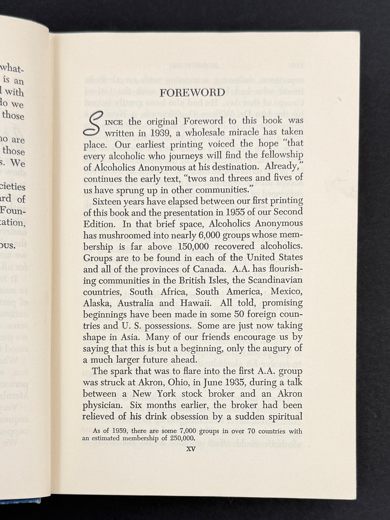 Alcoholics Anonymous — Second Edition, Third Printing (1959) — Reproduction Dust Jacket