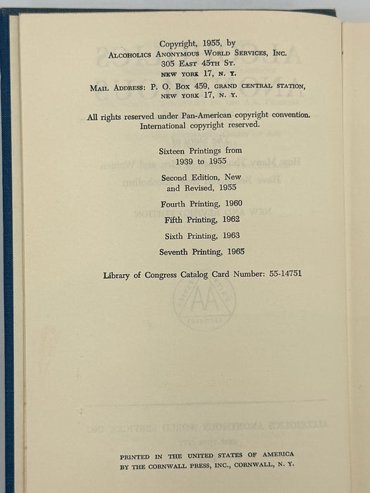 Alcoholics Anonymous Second Edition 7th Printing from 1965 - ODJ