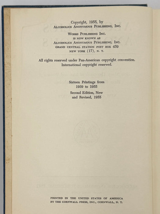 Alcoholics Anonymous Second Edition 3rd Printing with RDJ