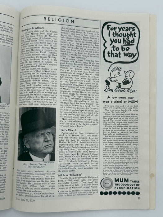 Time Magazine from July 1939 - MRA in Hollywood