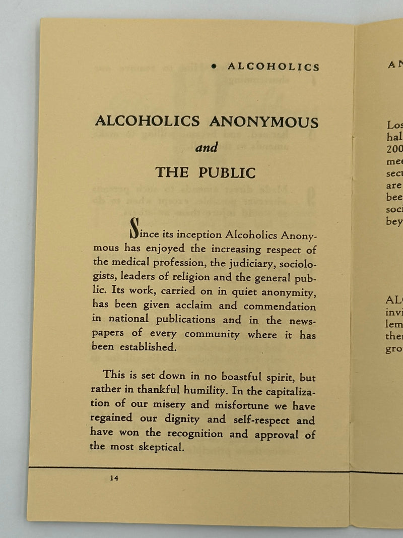 AA — Los Angeles Group Pamphlet  “A Workable Solution to the Problem of Alcoholism”