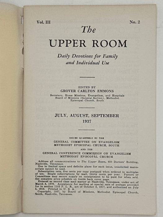 The Upper Room - July-September 1937