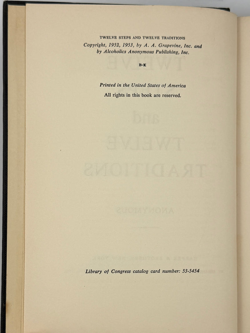 Twelve Steps and Twelve Traditions — First Edition, Second Printing (1960) Harper & Brothers Issue — Original Dust Jacket