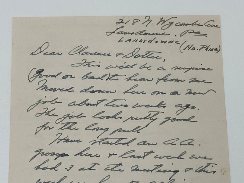 Handwritten Letter from Jim Burwell to Clarence Snyder - 1940 West Coast Collection