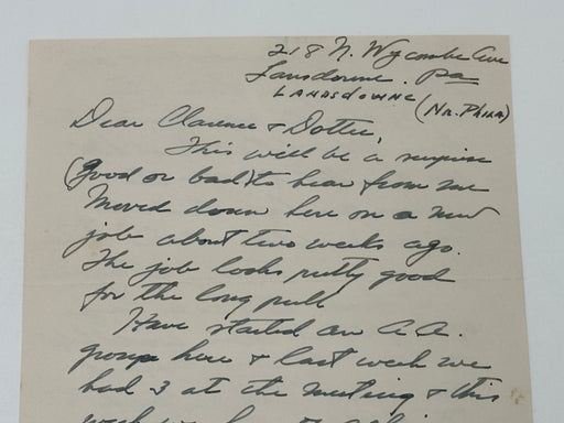 Handwritten Letter from Jim Burwell to Clarence Snyder - 1940 West Coast Collection