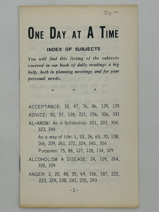 One Day At A Time In Al-Anon - First Printing from 1968