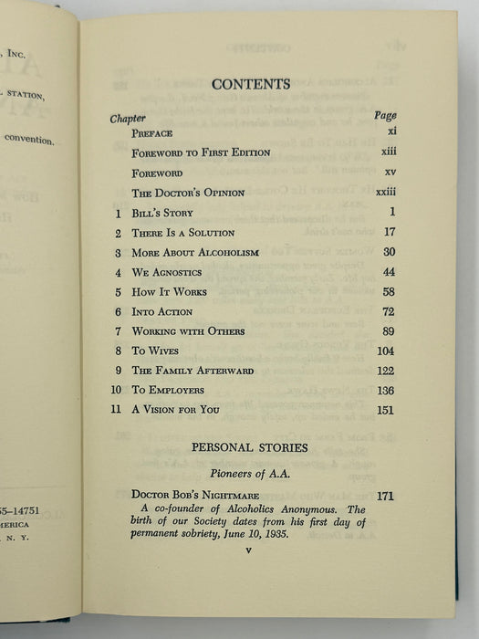 Alcoholics Anonymous Second Edition Big Book 11th Printing with ODJ