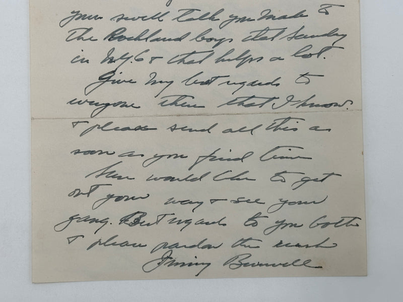 Handwritten Letter from Jim Burwell to Clarence Snyder - 1940 West Coast Collection