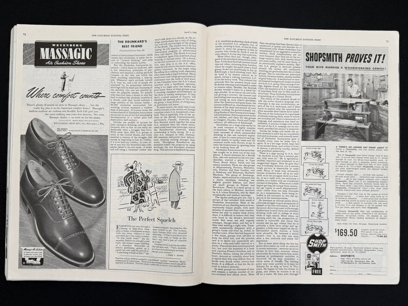April 1, 1950 Saturday Evening Post featuring Jack Alexander’s Alcoholics Anonymous article “The Drunkard’s Best Friend”