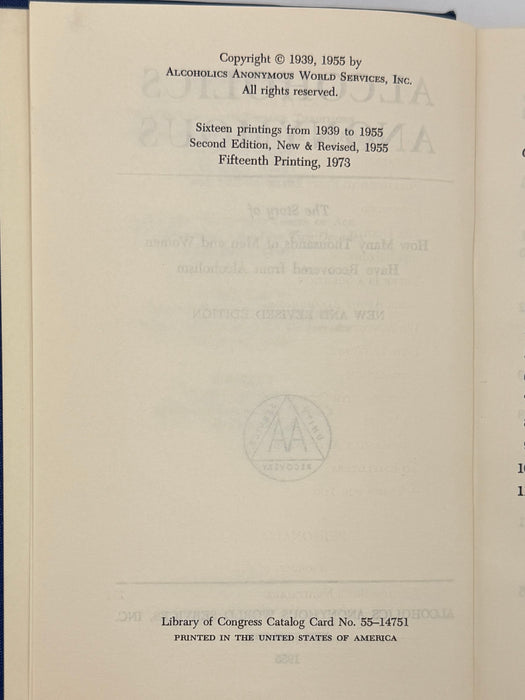 Alcoholics Anonymous Second Edition 15th Printing from 1973 - ODJ