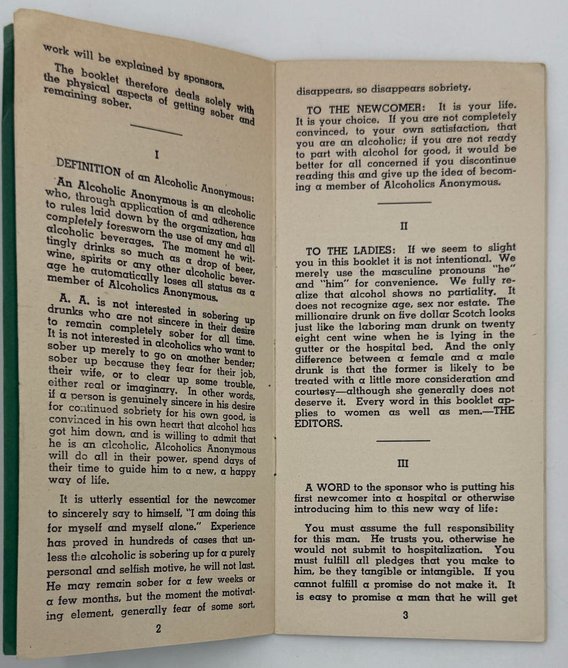 A Manual for Alcoholics Anonymous “Akron Manual” - First Printing