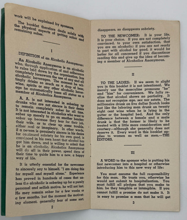 A Manual for Alcoholics Anonymous “Akron Manual” - First Printing