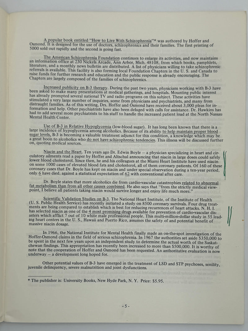 The Vitamin B-3 Therapy Communications - Signed by Bill W. & Dr. Abram Hoffer