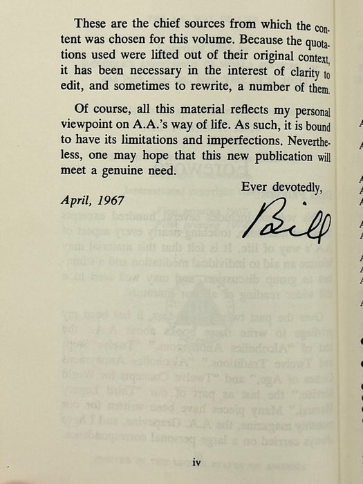 The AA Way of Life: As Bill Sees It - 5th Printing from 1974
