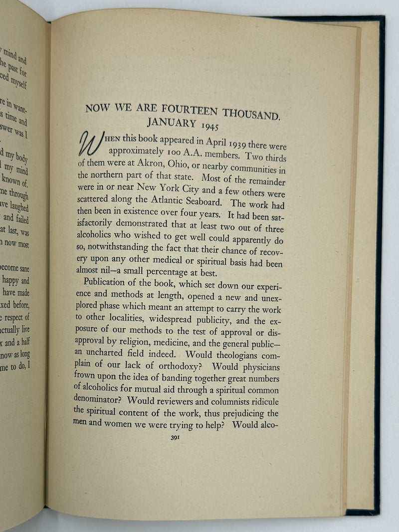 Alcoholics Anonymous First Edition — 7th Printing, January 1945 | Exceptionally Rare Wartime Big Book