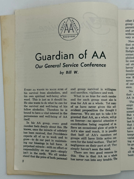 AA Grapevine from April 1958 - Guardian of AA by Bill