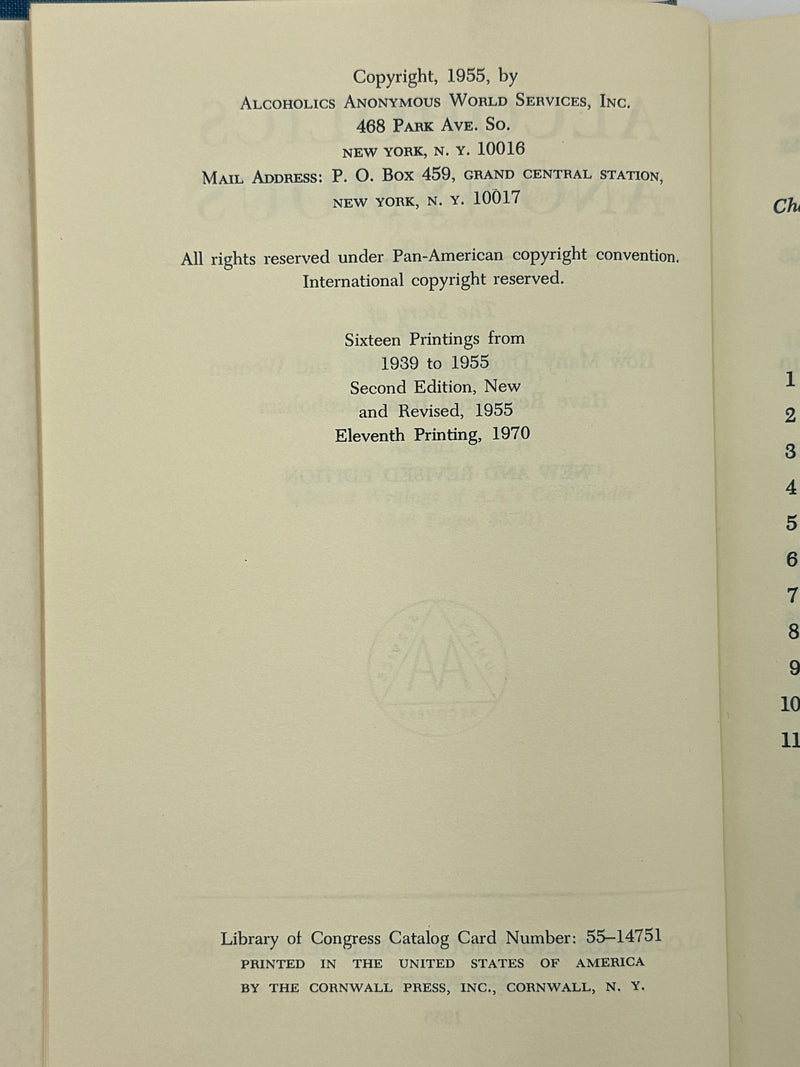 Alcoholics Anonymous Second Edition Big Book 11th Printing with ODJ