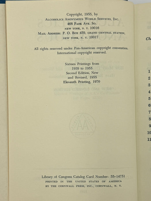 Alcoholics Anonymous Second Edition Big Book 11th Printing with ODJ