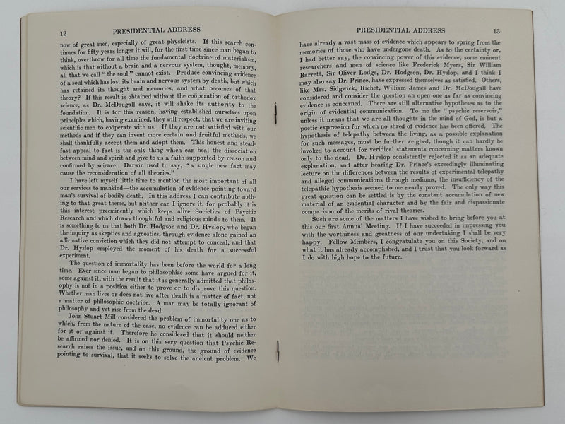 Addresses by Drs. Worcester and McDougall - 1926
