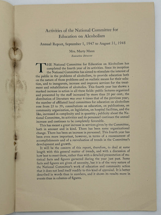 National Committee for Education on Alcoholism Annual Report 1948 Recovery Collectibles