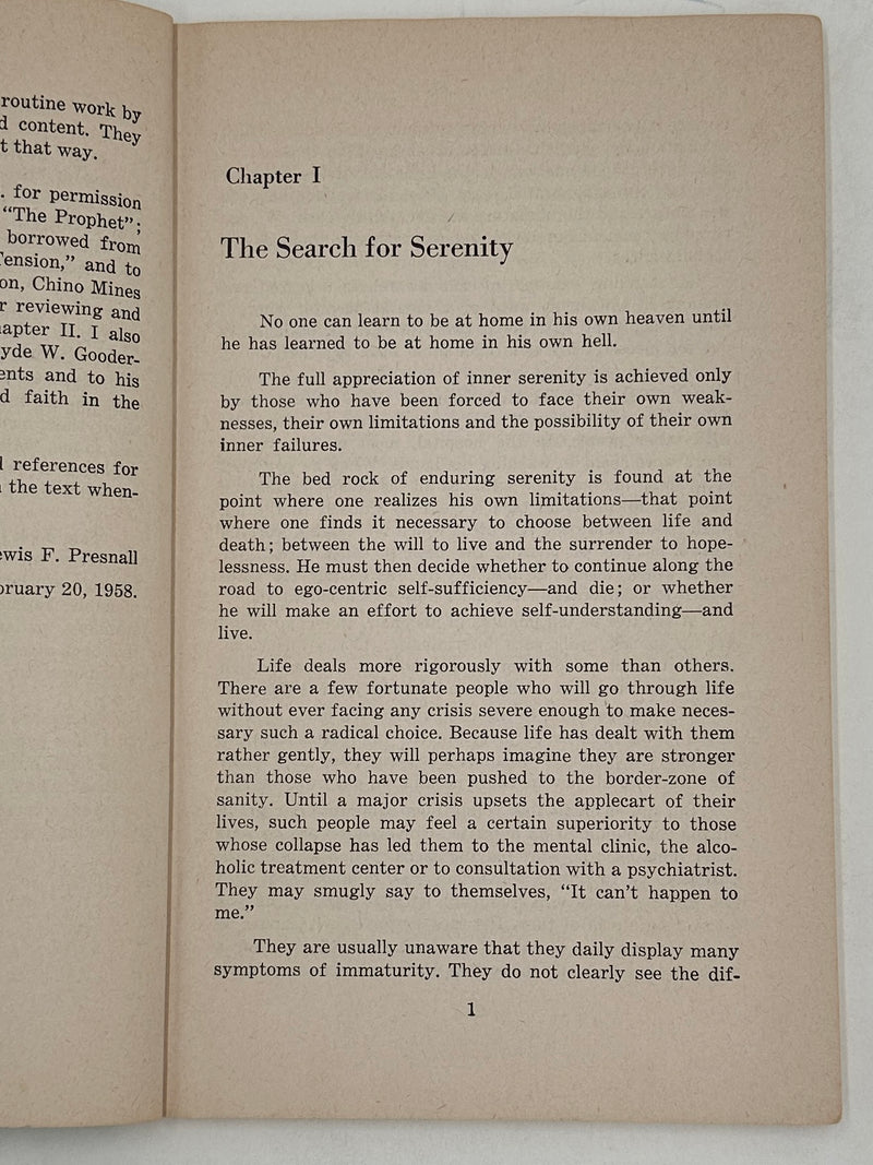 The Search for Serenity by Lewis Presnall- 1959 Recovery Collectibles