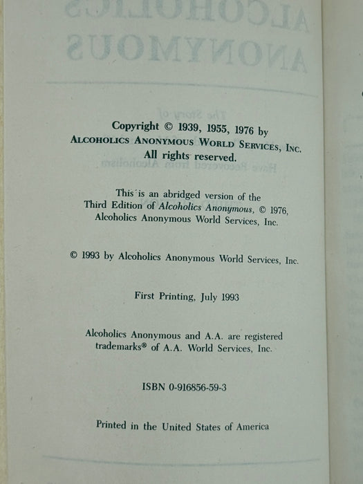 Pocket Edition AA Big Book and Twelve and Twelve - First Printings