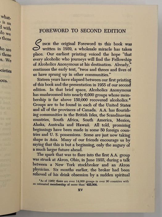 Alcoholics Anonymous Second Edition Big Book 10th Printing from 1969 with ODJ