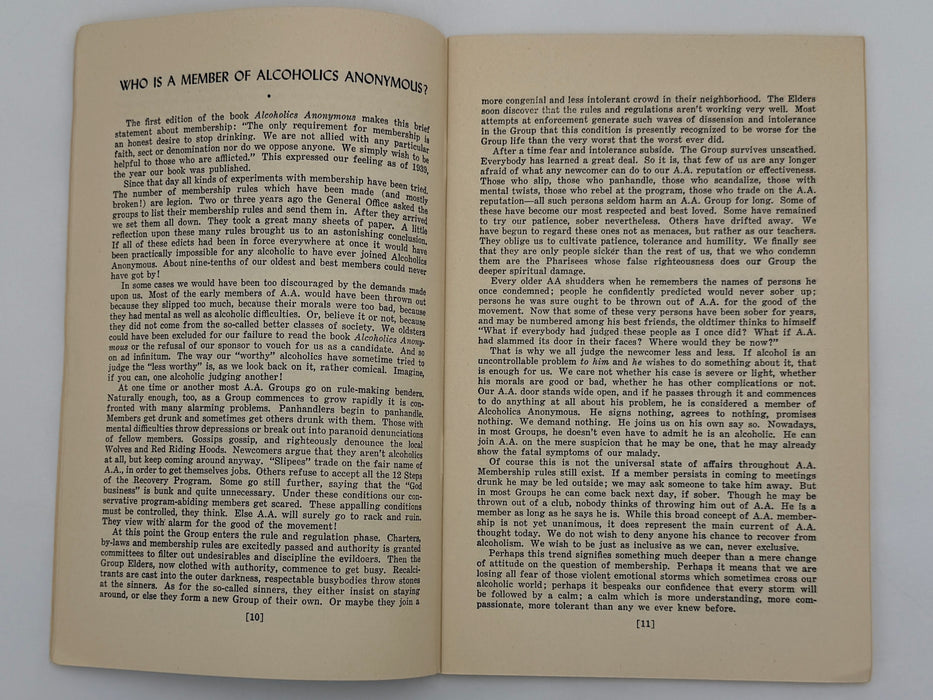 A.A. Tradition “Our experience has taught us…” - 1947 Early AA Traditions Pamphlet