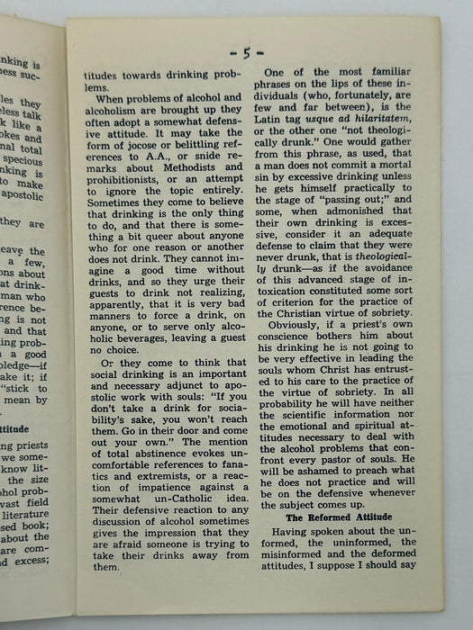 Clerical Attitudes On Alcohol —most of them wrong by John C. Ford, S.J.