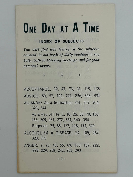 One Day At A Time In Al-Anon - First Printing from 1968