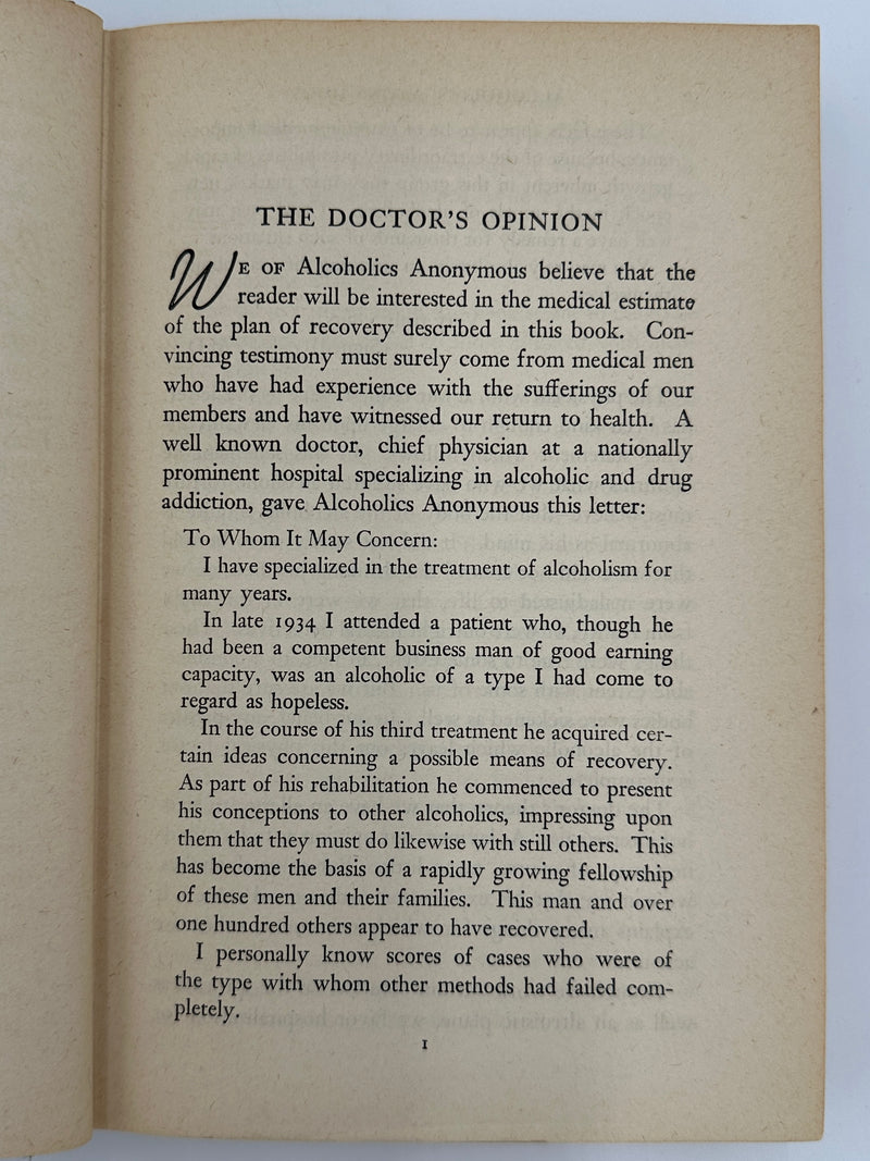 Alcoholics Anonymous First Edition 8th Printing from 1945 - RDJ Recovery Collectibles
