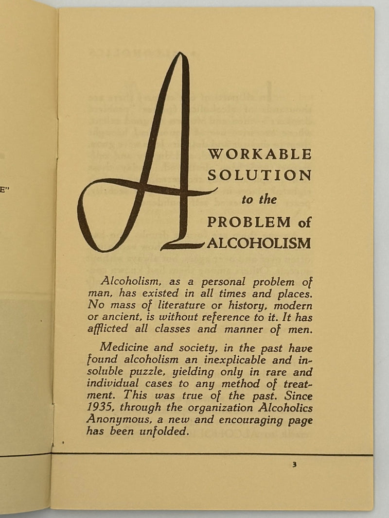 AA — Los Angeles Group Pamphlet  “A Workable Solution to the Problem of Alcoholism”