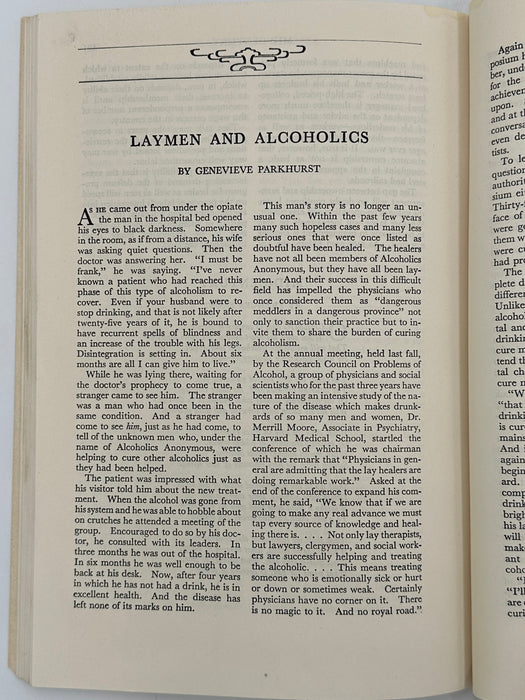 Harper’s Magazine from September 1941 - Laymen and Alcoholics by Genevieve Parkhurst